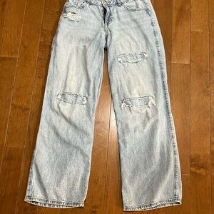 Abercrombie Kids Girls Size 15/16 Short Distressed Jeans Low Rise Baggy